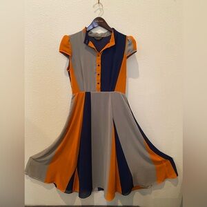 Color block chiffon dress